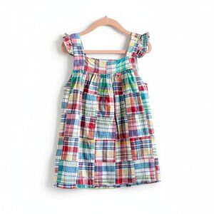 Classic Whimsy Girls Madras Tank Top Size 6 Ruffle Patchwork Summer Colorful